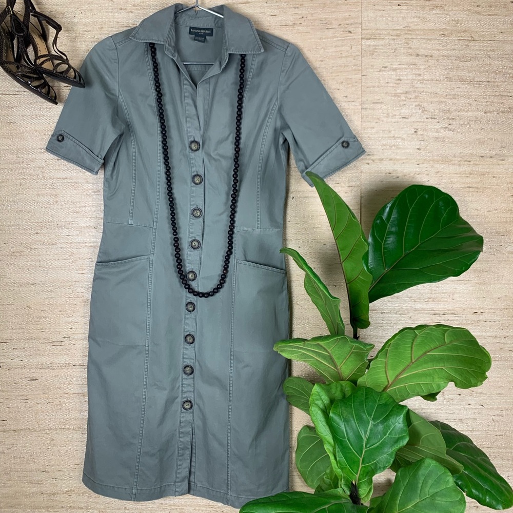 Banana Republic Khaki Green Utility Dress